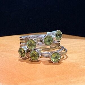 Sterling Silver Peridot Gemstones Stack Ring